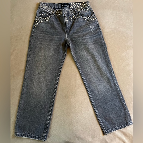 *NWOT* THE KOOPLES NELLY STUDDED GRAY LOW-RISE/CROPPED JEANS - Picture 6 of 12
